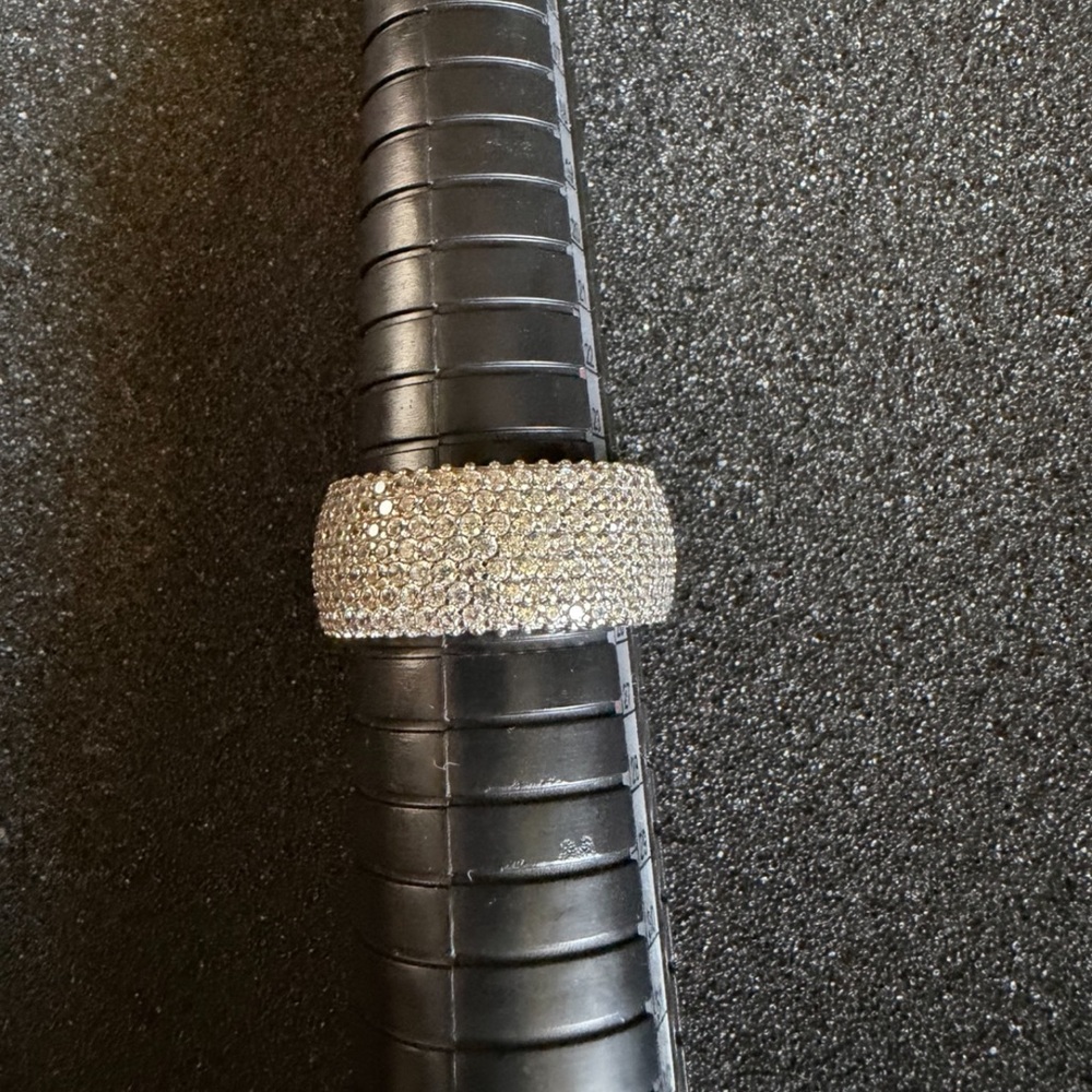 Sterling Silver Wide Pave Band